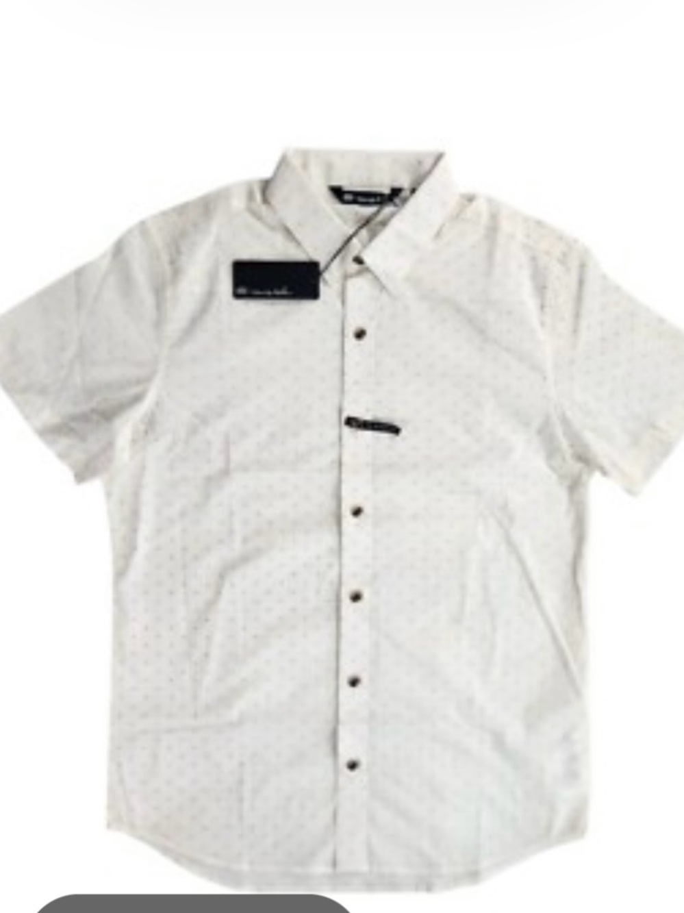 NWT Travis Matthew Short Sleeve Button-Down Shirt - White with Micro Dot